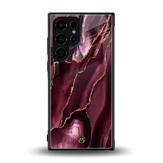maroon liquid marble back phone cover | glass case for samsung galaxy s23 ultra