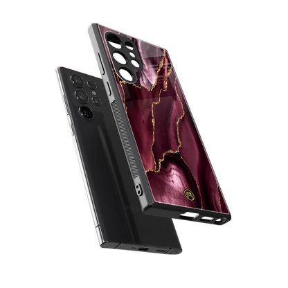 maroon liquid marble back phone cover | glass case for samsung galaxy s24 ultra