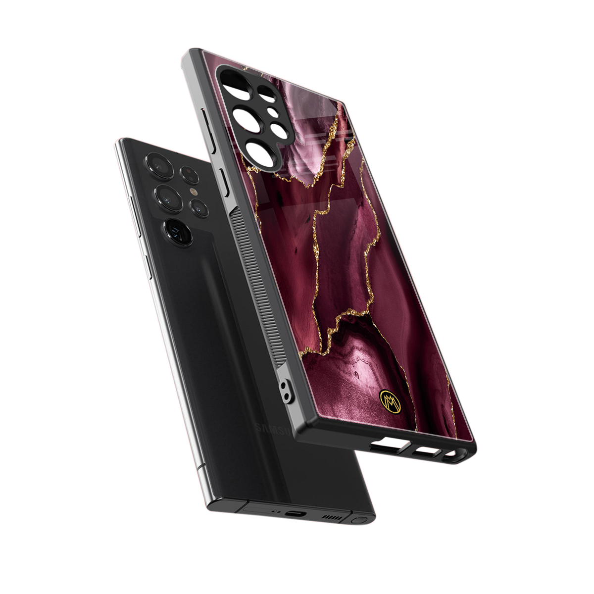 maroon liquid marble back phone cover | glass case for samsung galaxy s23 ultra