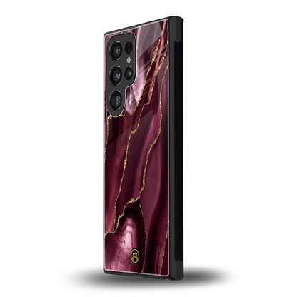 maroon liquid marble back phone cover | glass case for samsung galaxy s24 ultra