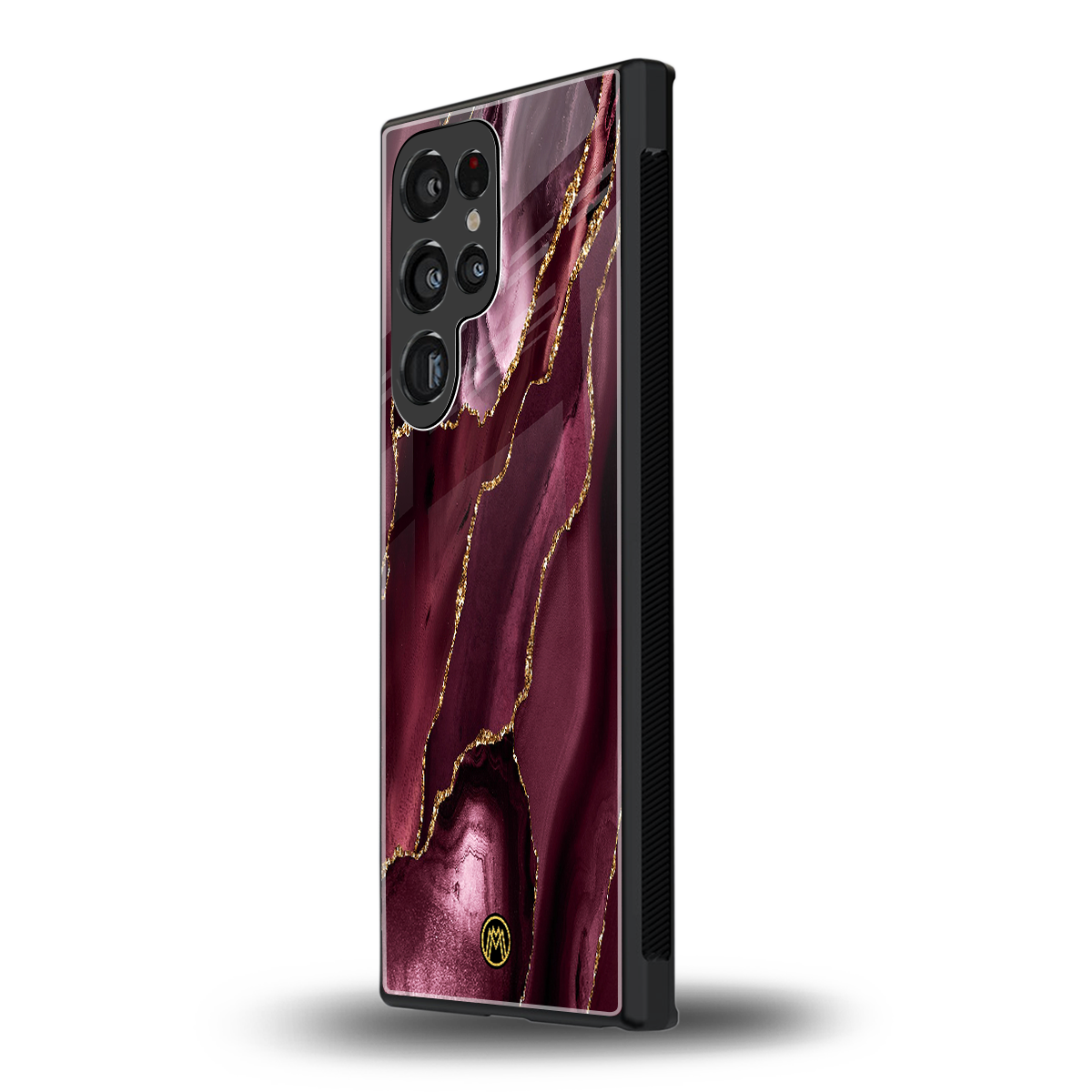 maroon liquid marble back phone cover | glass case for samsung galaxy s23 ultra