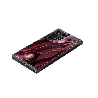 maroon liquid marble back phone cover | glass case for samsung galaxy s24 ultra