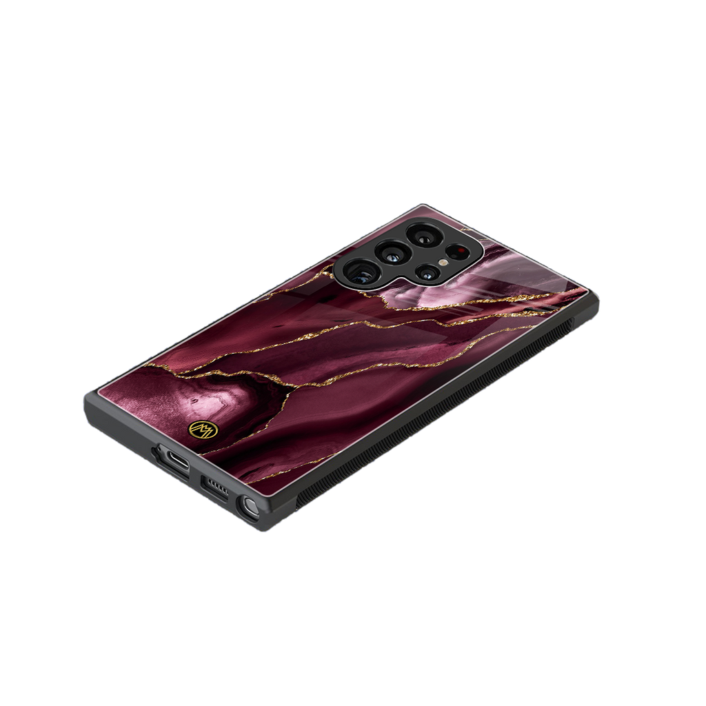 maroon liquid marble back phone cover | glass case for samsung galaxy s23 ultra