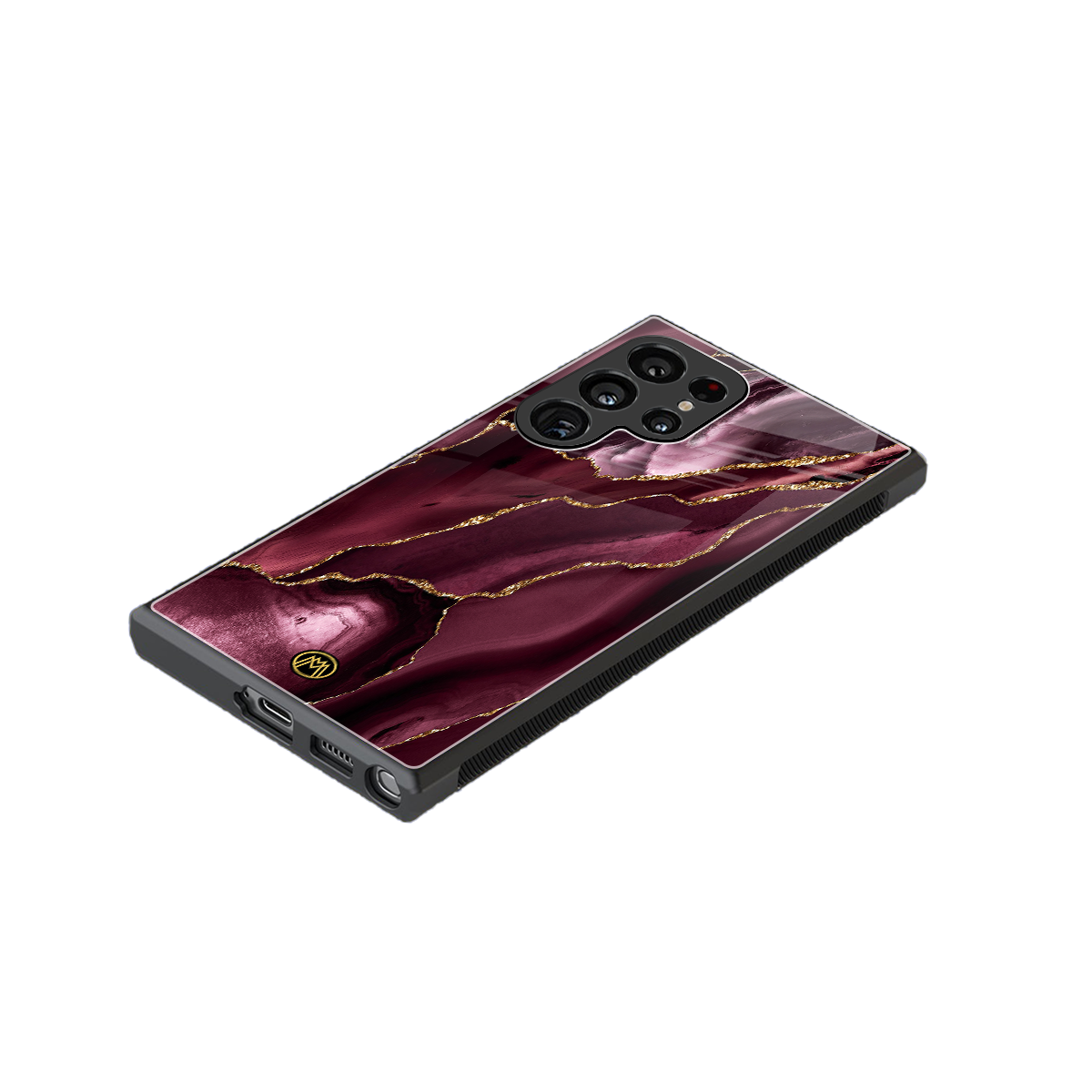 maroon liquid marble back phone cover | glass case for samsung galaxy s23 ultra