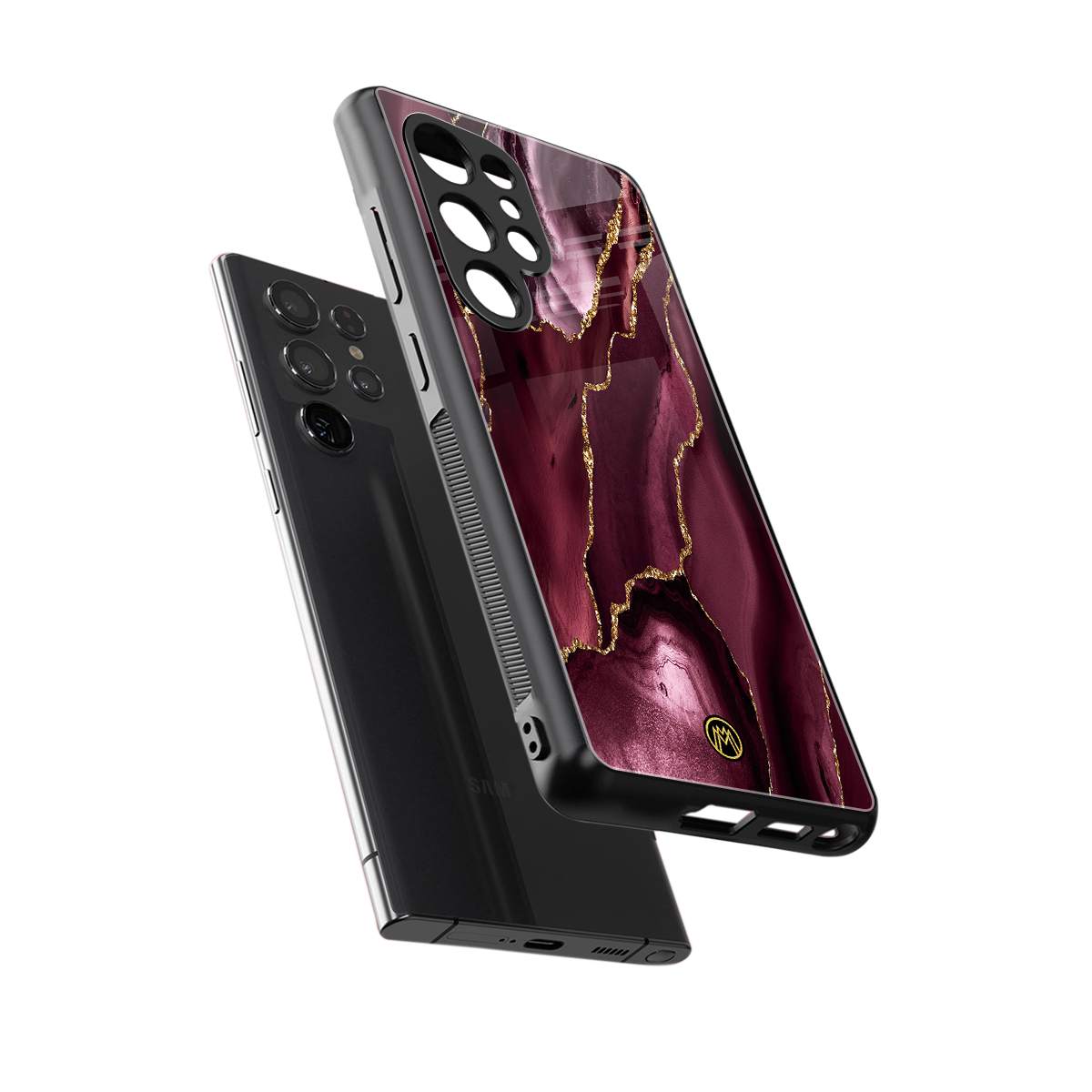 maroon liquid marble back phone cover | glass case for samsung galaxy s25 ultra