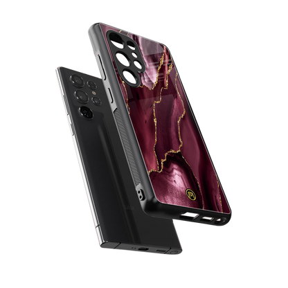 maroon liquid marble back phone cover | glass case for samsung galaxy s25 ultra