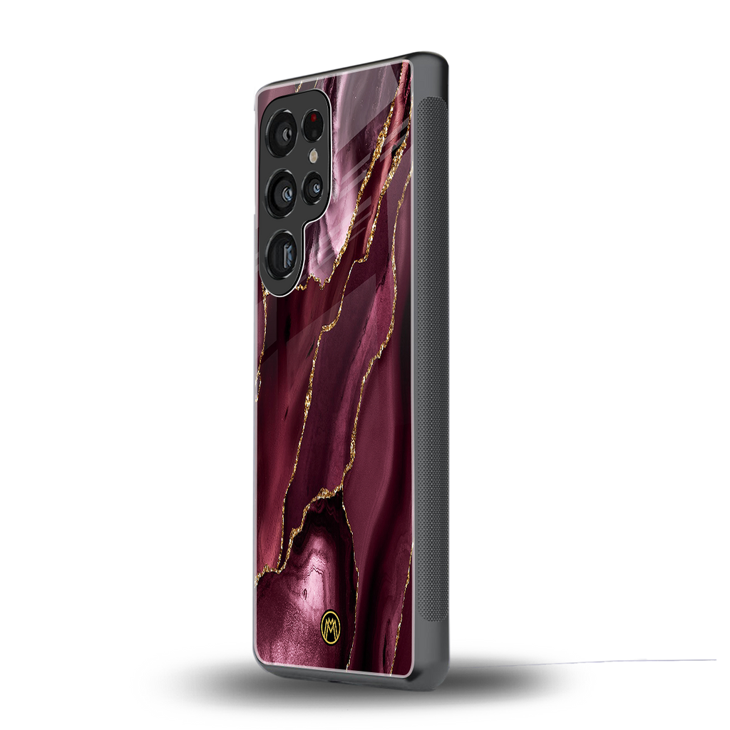 maroon liquid marble back phone cover | glass case for samsung galaxy s25 ultra