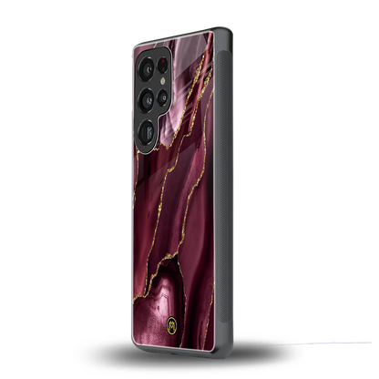 maroon liquid marble back phone cover | glass case for samsung galaxy s25 ultra