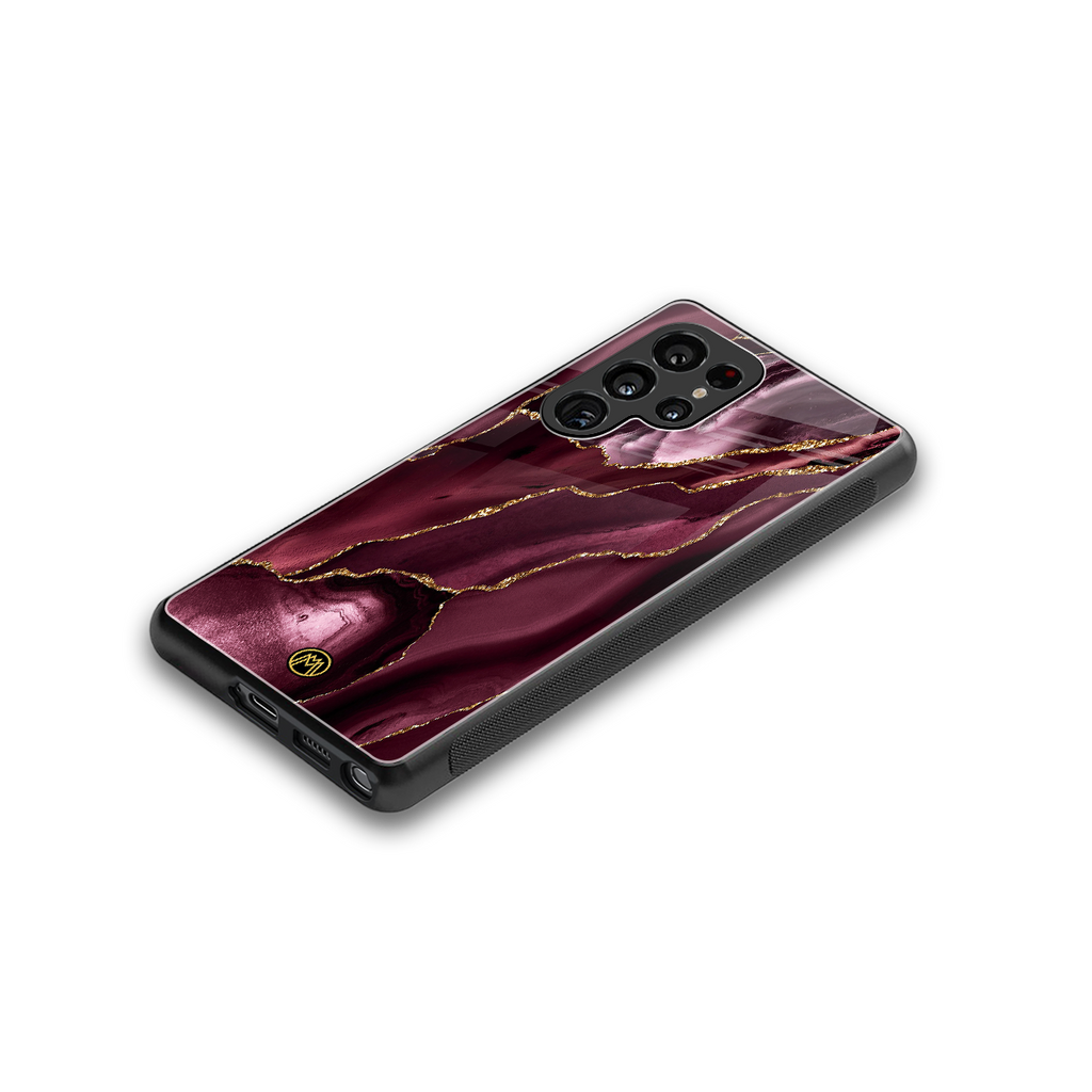 maroon liquid marble back phone cover | glass case for samsung galaxy s25 ultra