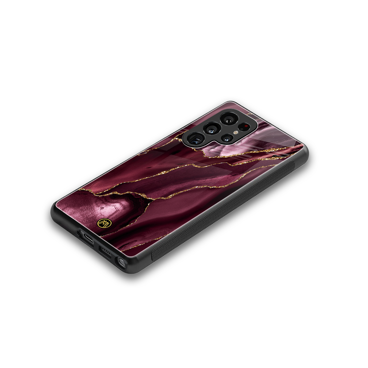 maroon liquid marble back phone cover | glass case for samsung galaxy s25 ultra