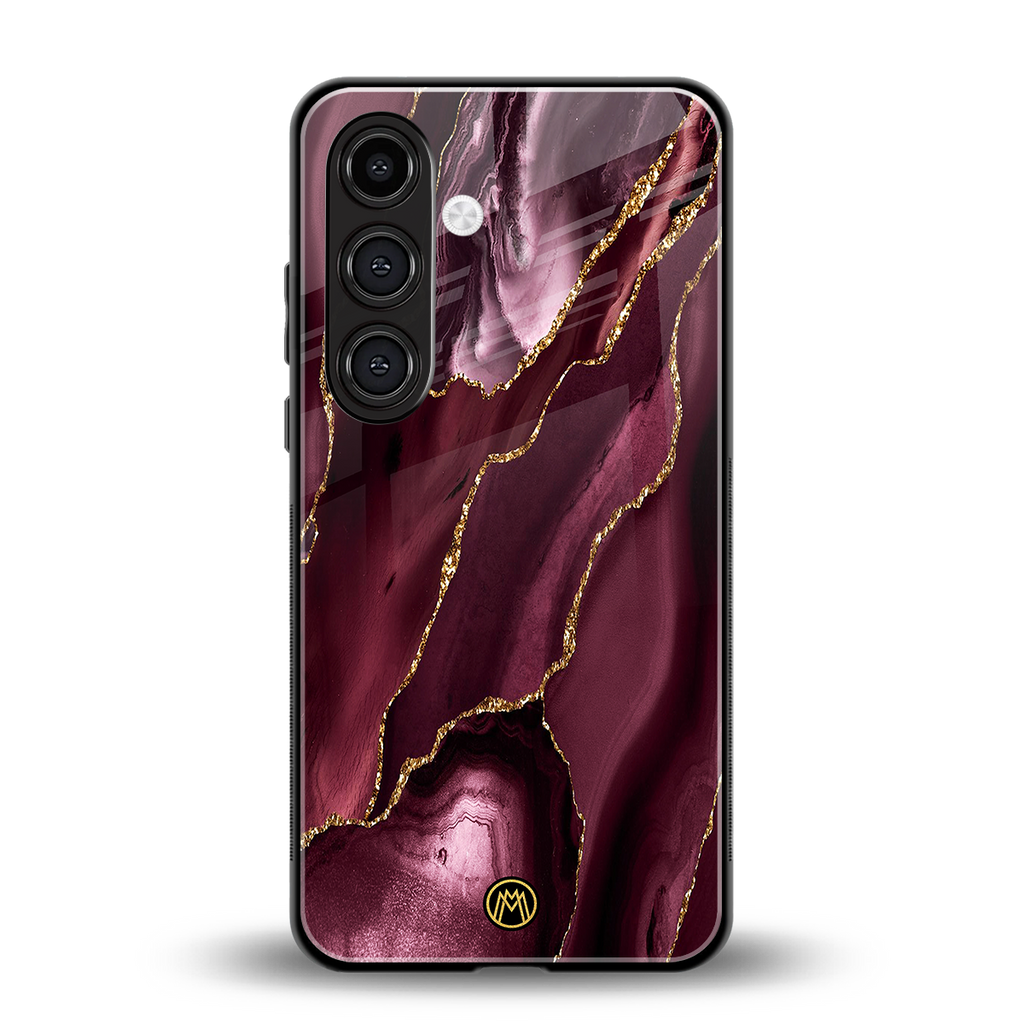 maroon liquid marble back phone cover | glass case for samsung galaxy s24 plus