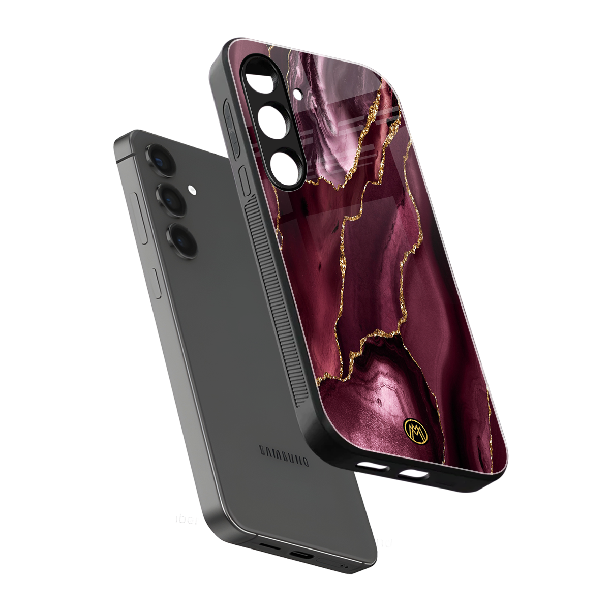 maroon liquid marble back phone cover | glass case for samsung galaxy s24 plus