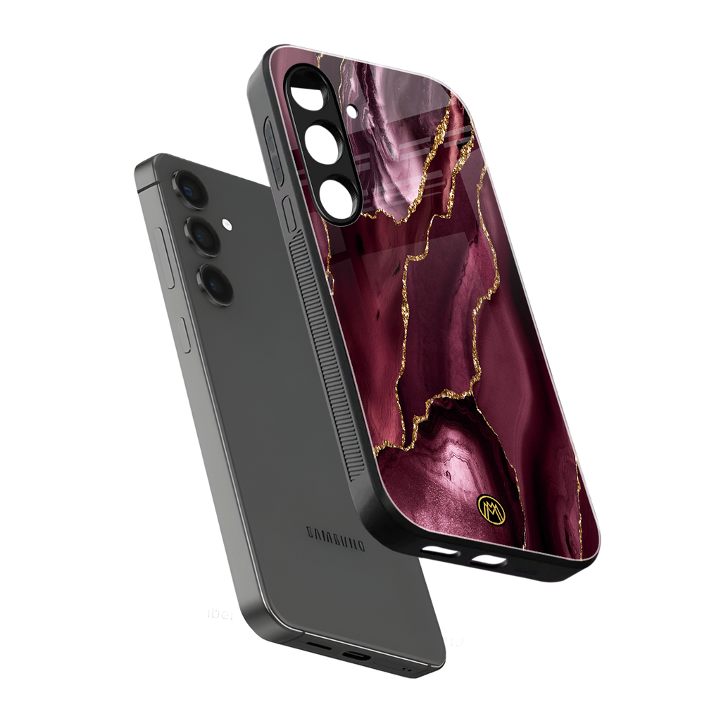 maroon liquid marble back phone cover | glass case for samsung galaxy s24 fe