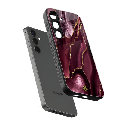 maroon liquid marble back phone cover | glass case for samsung galaxy s24 fe
