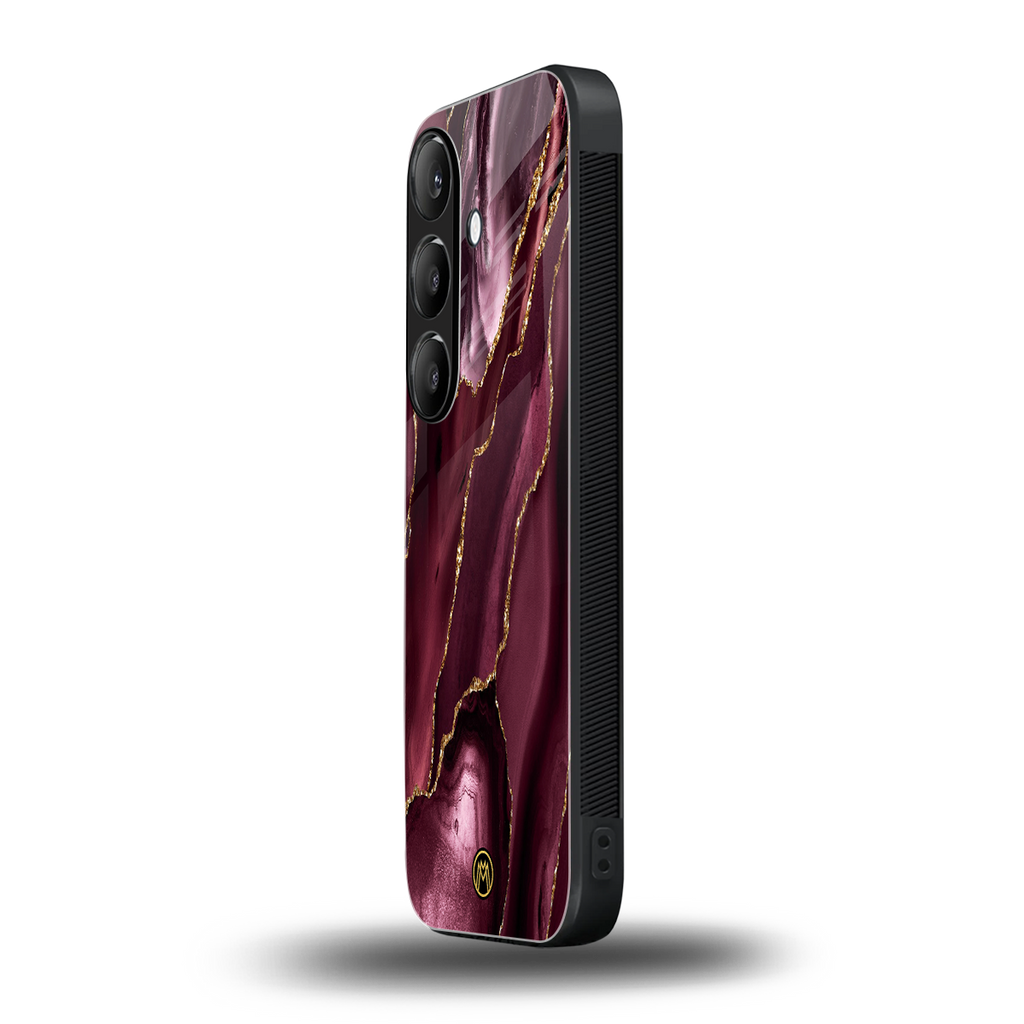 maroon liquid marble back phone cover | glass case for samsung galaxy s24 plus