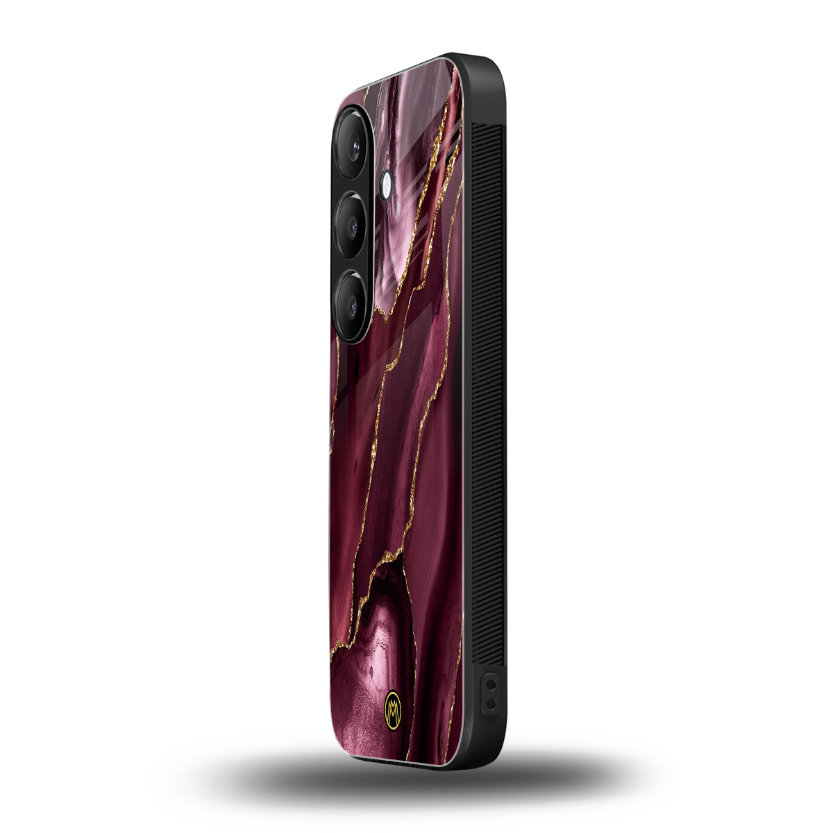 maroon liquid marble back phone cover | glass case for samsung galaxy s25 plus