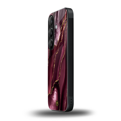 maroon liquid marble back phone cover | glass case for samsung galaxy s24 fe