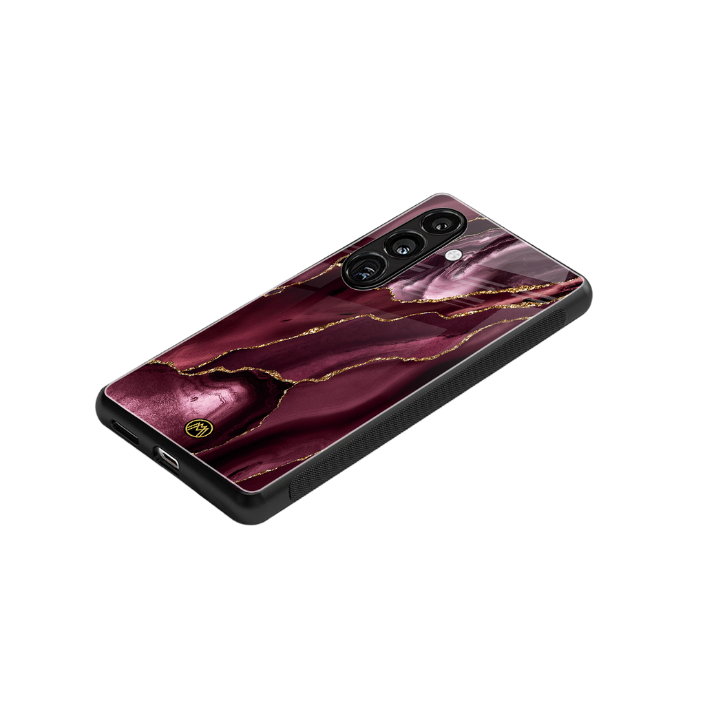 maroon liquid marble back phone cover | glass case for samsung galaxy s25