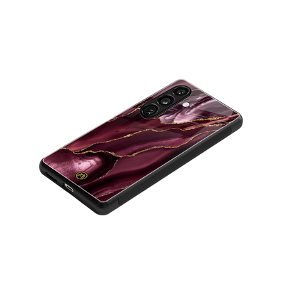 maroon liquid marble back phone cover | glass case for samsung galaxy s24 plus