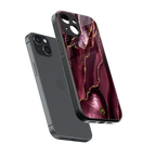 maroon liquid marble back phone cover | glass case for iphone 15