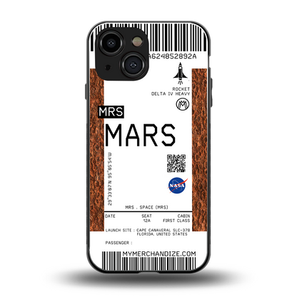 mars boarding pass ticket back phone cover | glass case for iphone 13 mini