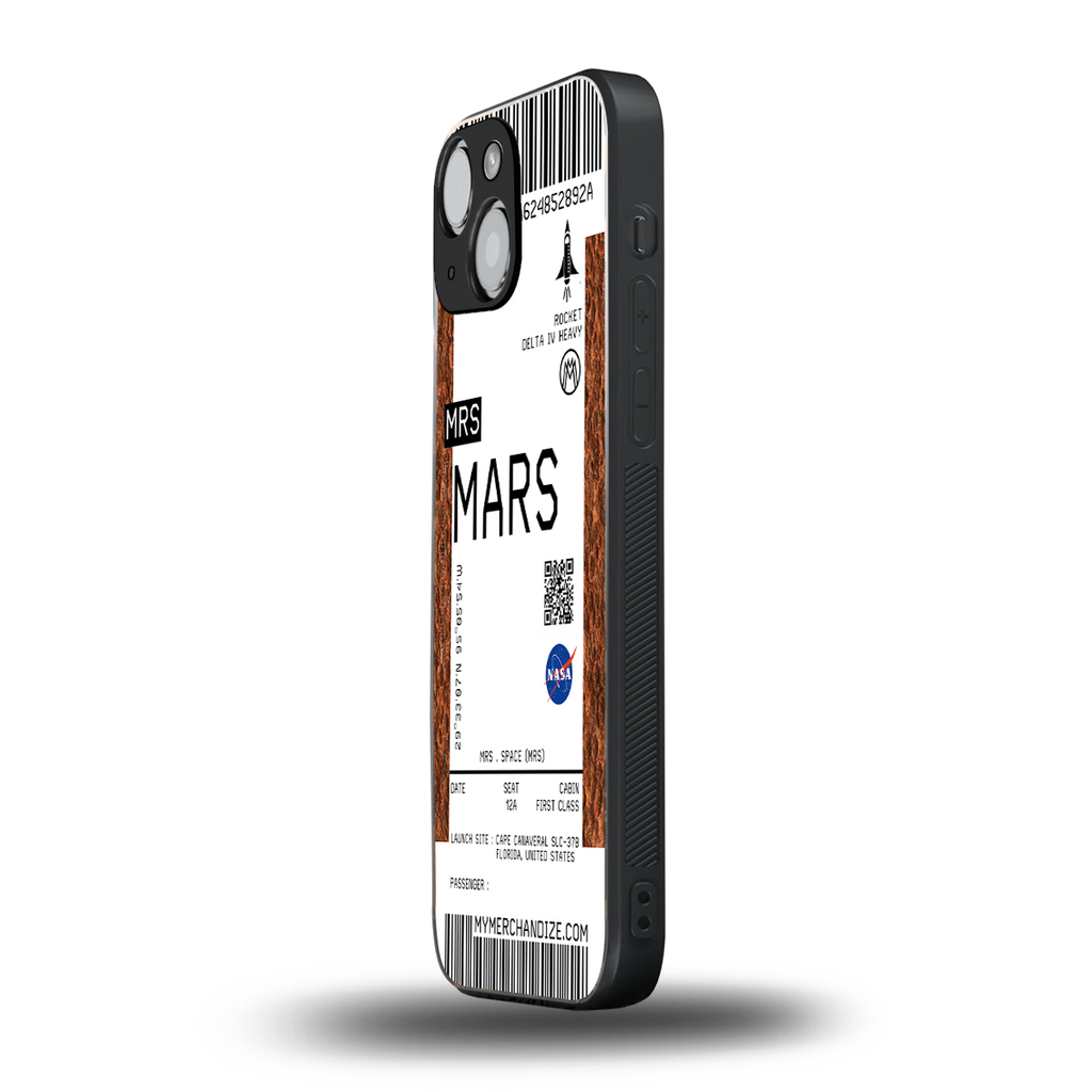 mars boarding pass ticket back phone cover | glass case for iphone 13 mini