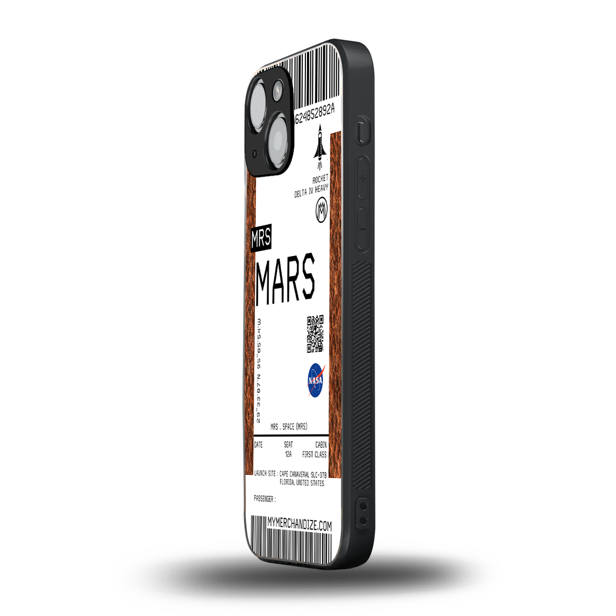 mars boarding pass ticket back phone cover | glass case for iphone 13 mini