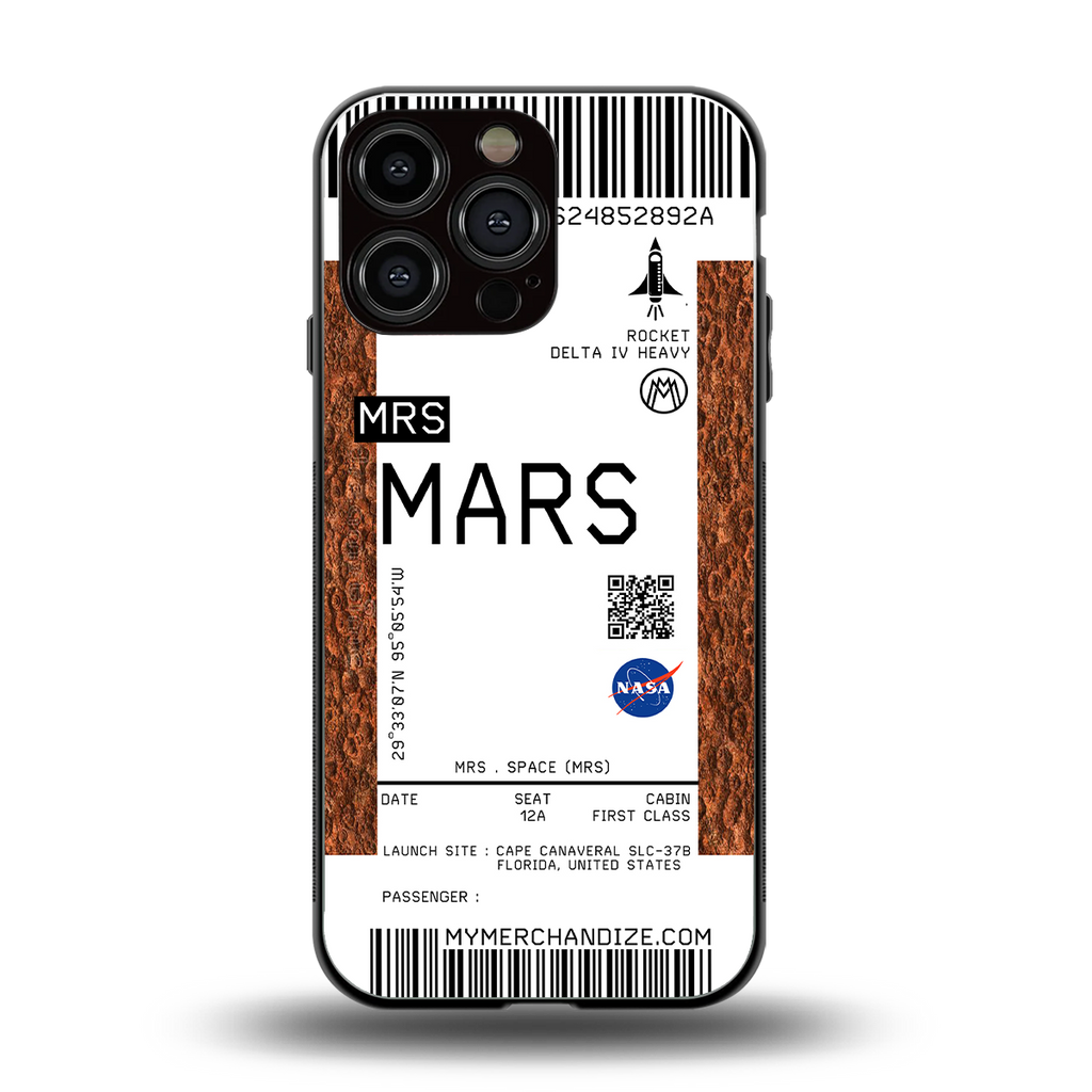 mars boarding pass ticket back phone cover | glass case for iphone 13 pro max