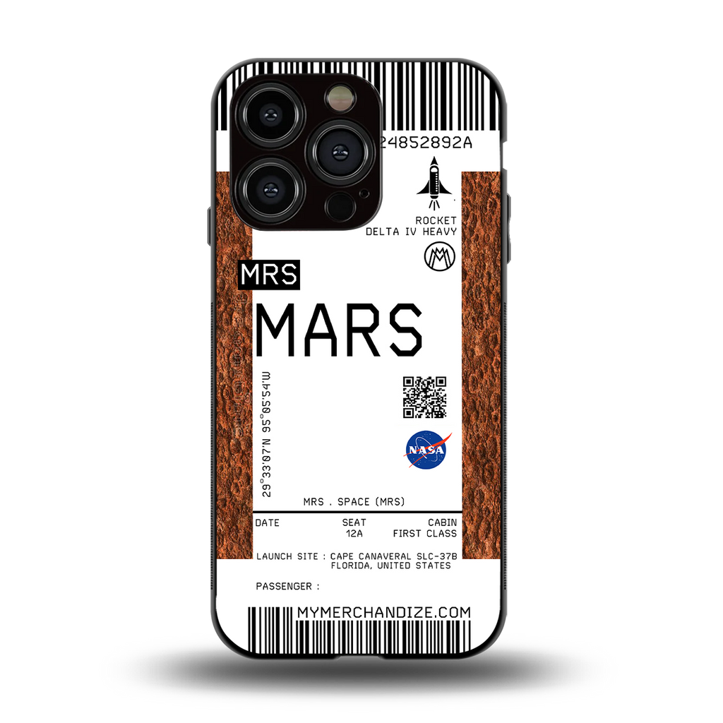 mars boarding pass ticket back phone cover | glass case for iphone 13 pro