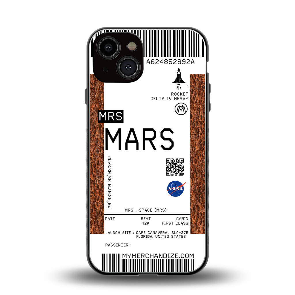 mars boarding pass ticket back phone cover | glass case for iphone 13
