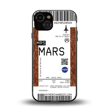 mars boarding pass ticket back phone cover | glass case for iphone 13