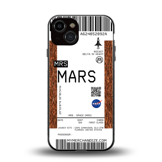 mars boarding pass ticket back phone cover | glass case for iphone 13