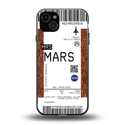 mars boarding pass ticket back phone cover | glass case for iphone 14 plus