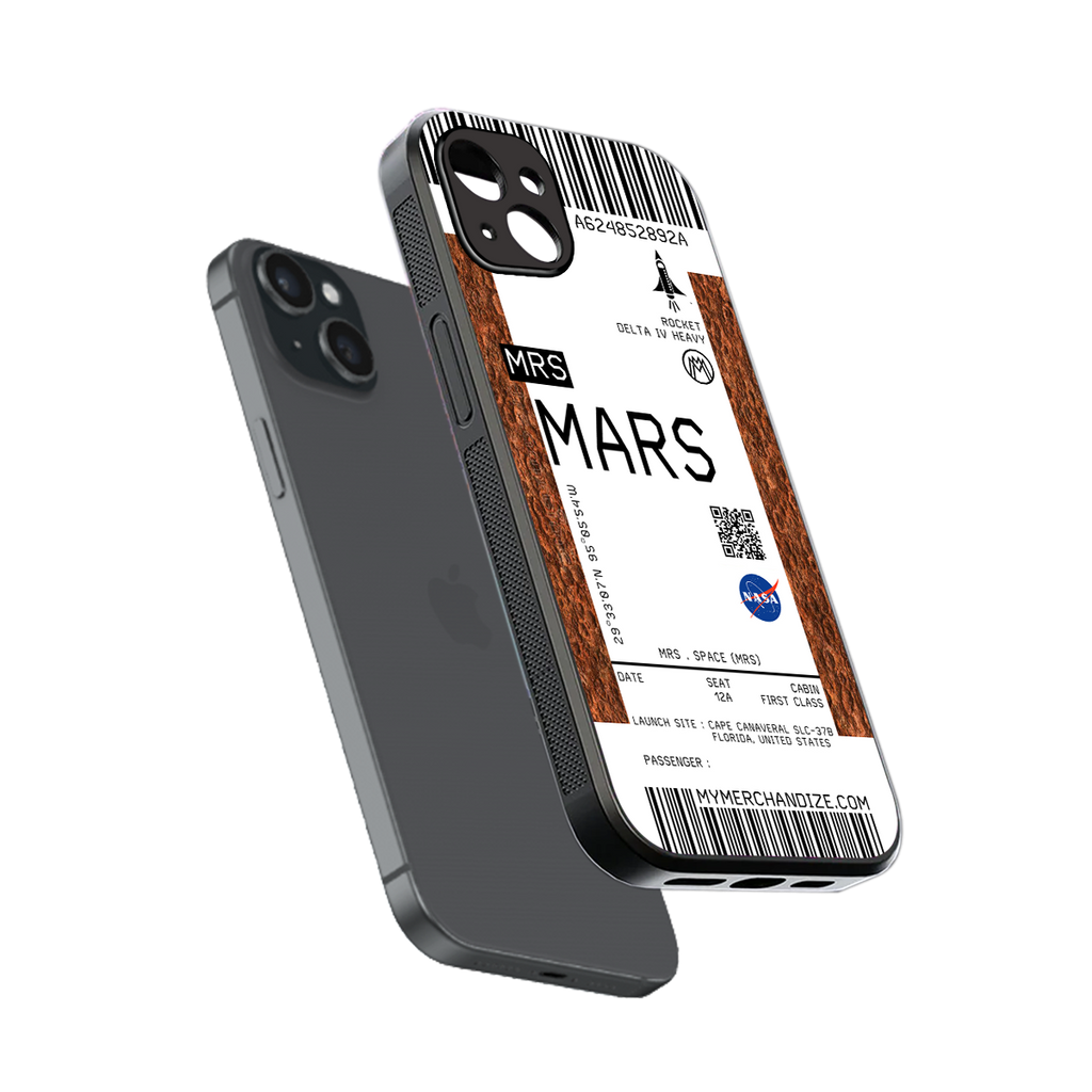mars boarding pass ticket back phone cover | glass case for iphone 14 plus
