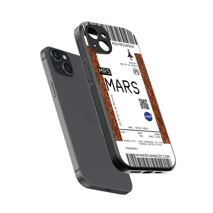 mars boarding pass ticket back phone cover | glass case for iphone 14 plus