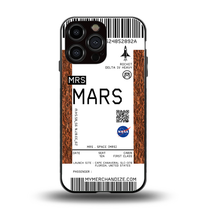 mars boarding pass ticket back phone cover | glass case for iphone 14 pro max