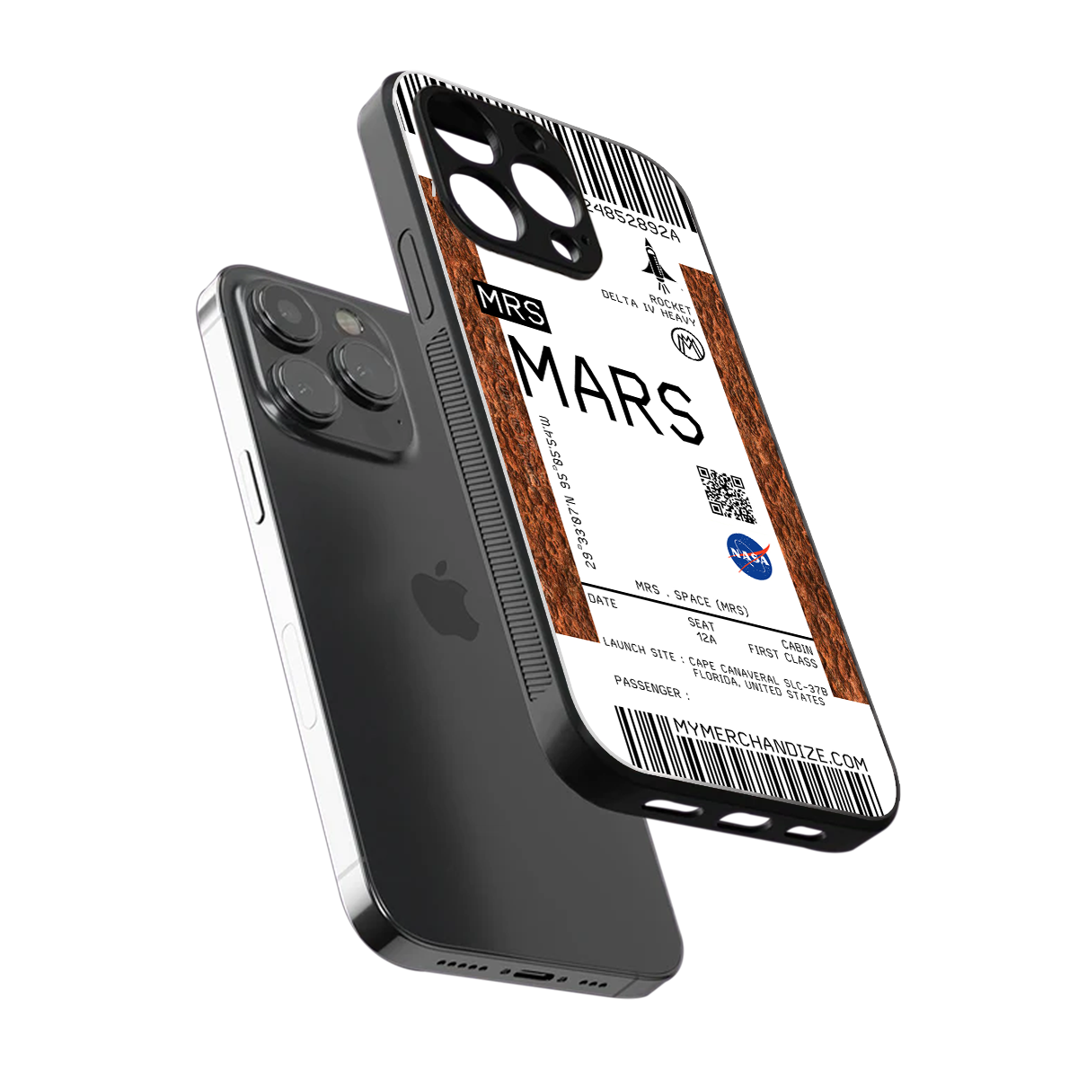 mars boarding pass ticket back phone cover | glass case for iphone 15 pro max
