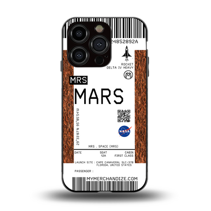 mars boarding pass ticket back phone cover | glass case for iphone 15 pro