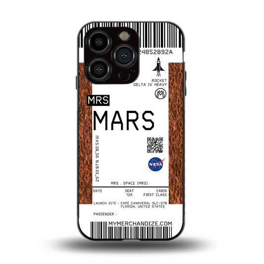 mars boarding pass ticket back phone cover | glass case for iphone 15 pro
