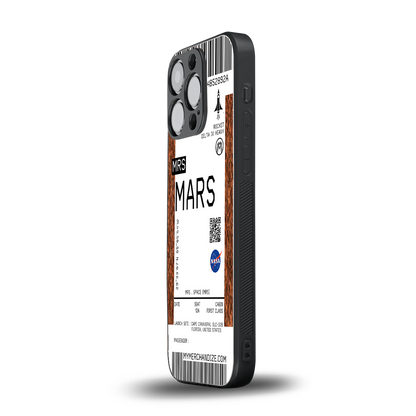 mars boarding pass ticket back phone cover | glass case for iphone 14 pro
