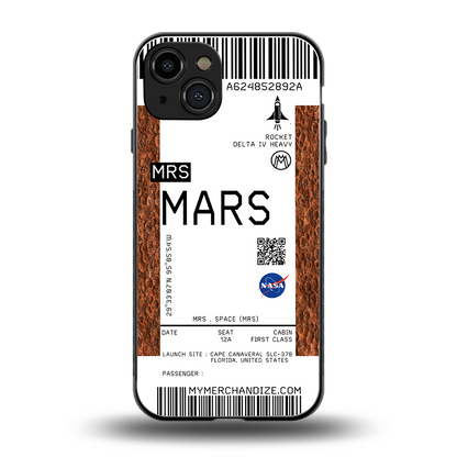 mars boarding pass ticket back phone cover | glass case for iphone 15
