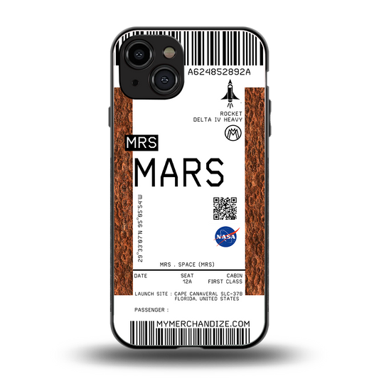 mars boarding pass ticket back phone cover | glass case for iphone 15