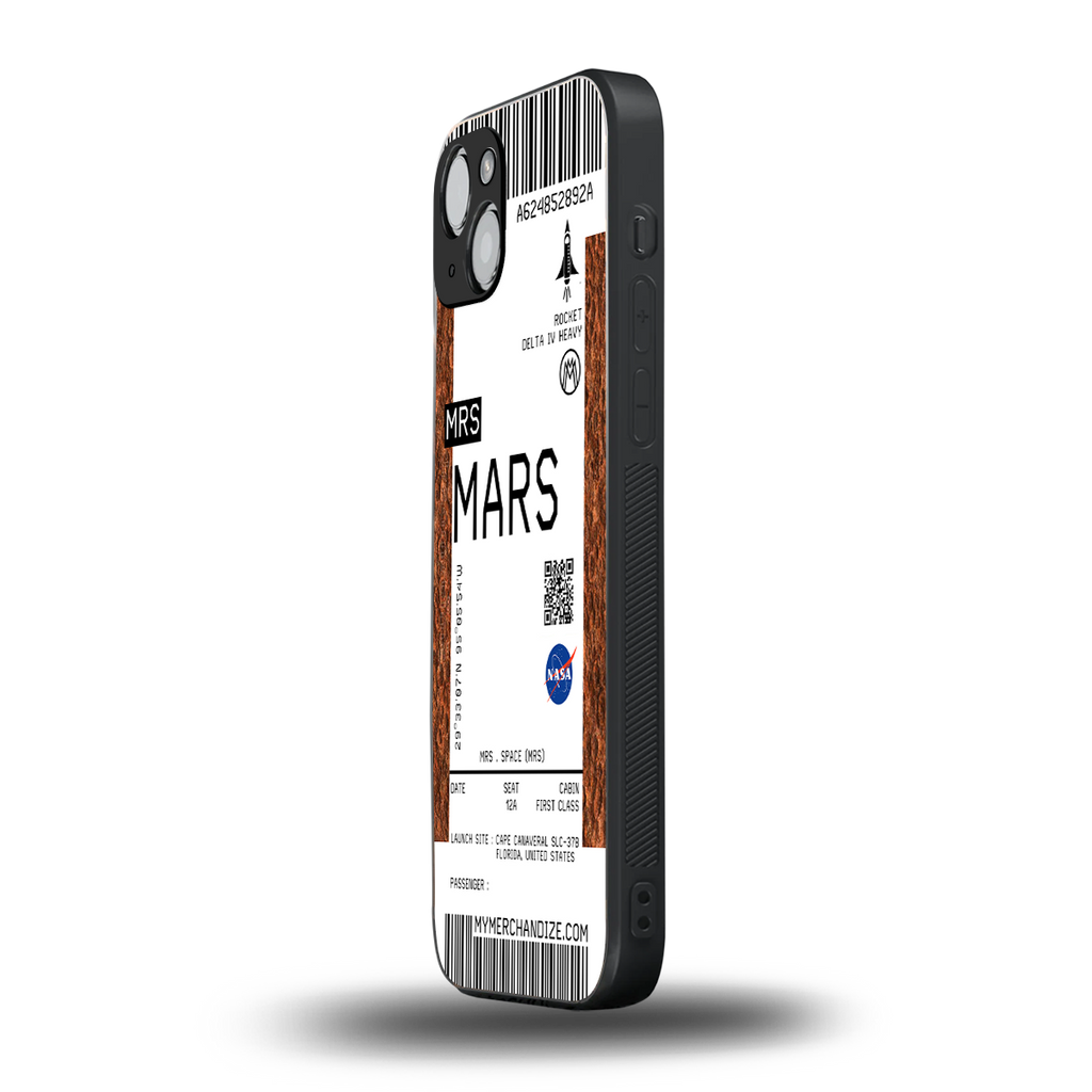 mars boarding pass ticket back phone cover | glass case for iphone 15