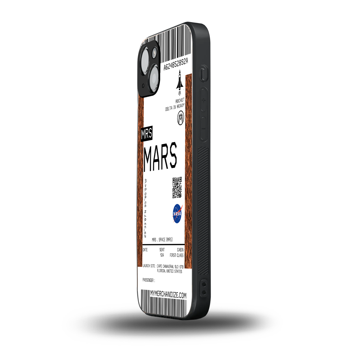 mars boarding pass ticket back phone cover | glass case for iphone 15