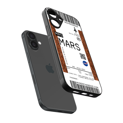 mars boarding pass ticket back phone cover | glass case for iphone 16 plus