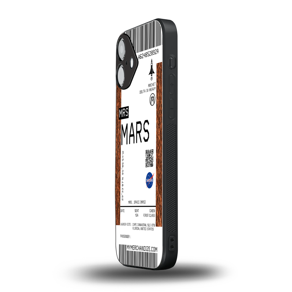 mars boarding pass ticket back phone cover | glass case for iphone 16 plus
