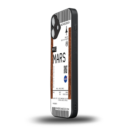 mars boarding pass ticket back phone cover | glass case for iphone 16 plus