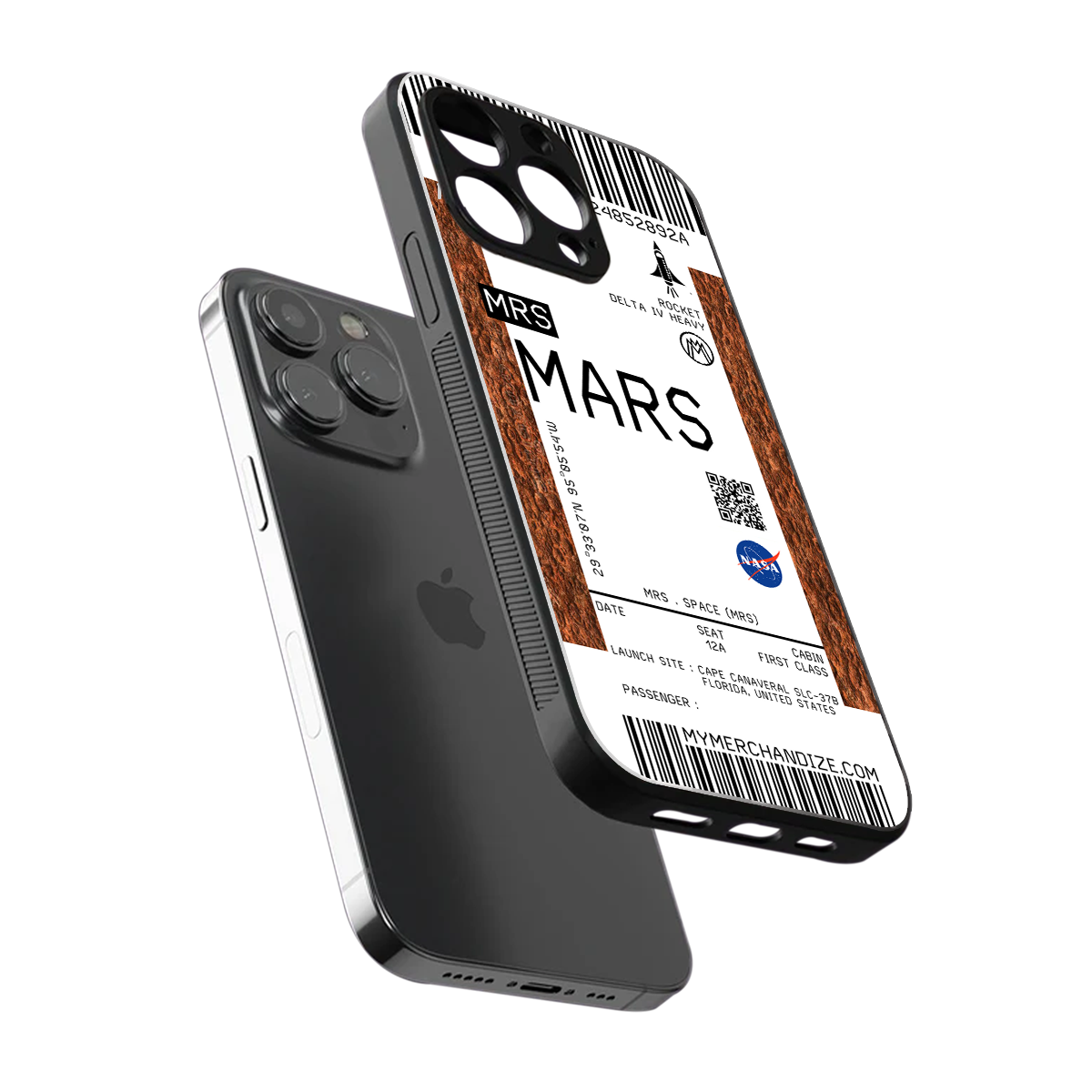 mars boarding pass ticket back phone cover | glass case for iphone 16 pro max