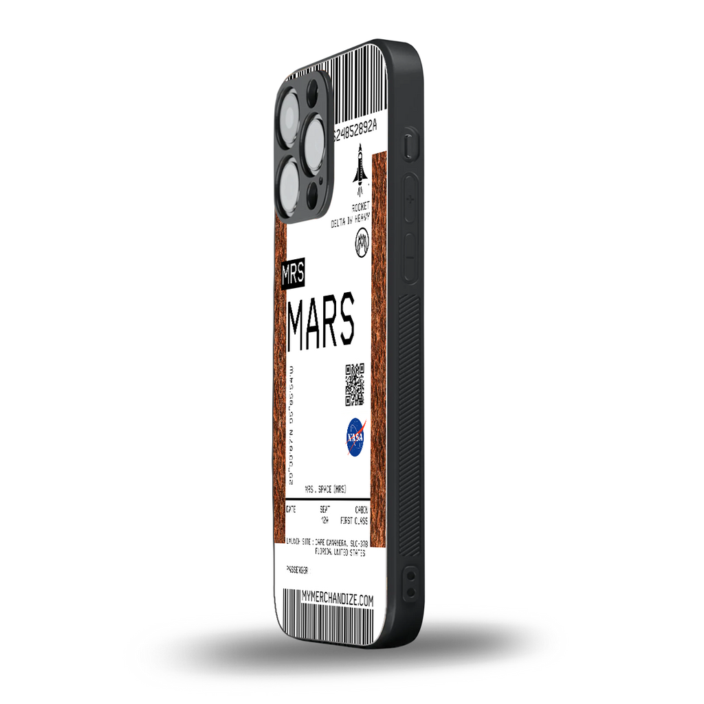 mars boarding pass ticket back phone cover | glass case for iphone 16 pro max