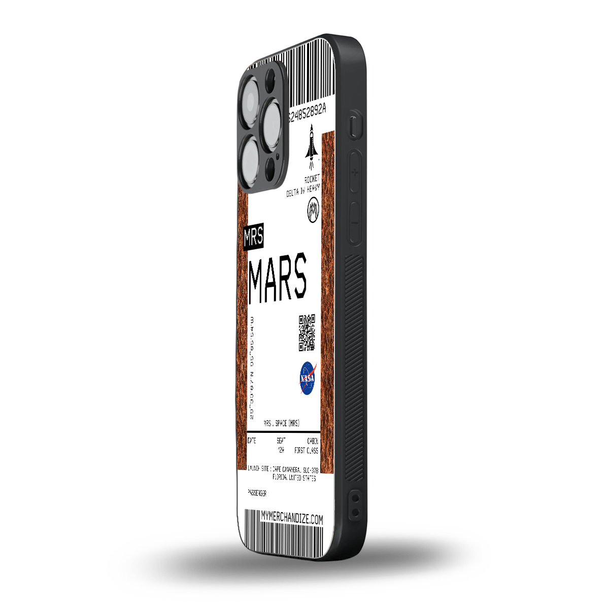 mars boarding pass ticket back phone cover | glass case for iphone 16 pro max